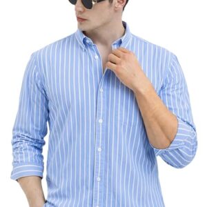 U TURN Men's Casual Printed Striped Stylish Shirt